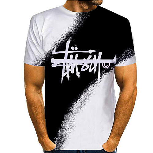 

Men's T shirt 3D Print Graphic 3D Print Short Sleeve Casual Tops Simple Classic Black / White