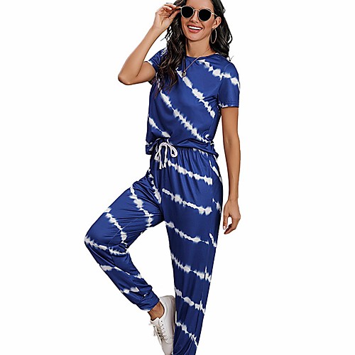 

Women's Casual / Daily Polyester EU / US Size T shirt Pant Casual / Daily Scoop Neck Loungewear Long Sleeve Print All Seasons Belt Included S Black