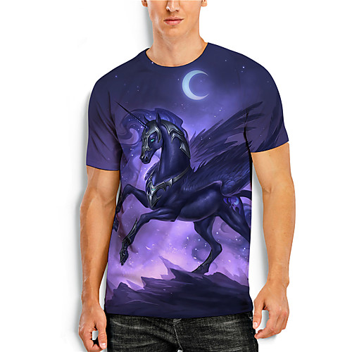 

Men's T shirt 3D Print Graphic 3D Animal Print Short Sleeve Casual Tops Simple Classic Purple