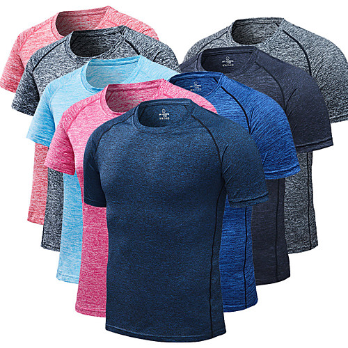 

Men's Running Shirt Yoga Top Solid Color Black Blue Grey Yoga Fitness Gym Workout Top Short Sleeve Sport Activewear Breathable Comfortable Micro-elastic Slim