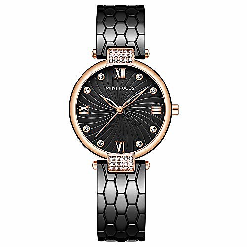 

Mini Focus Women's Fashion Japan Quartz Movement Watch Luxury Wristwatch for Lady Woman (Black)