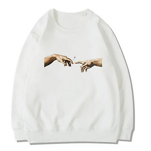 

Men's Pullover Sweatshirt Graphic Cartoon Print Round Neck Daily Holiday 3D Print Active Casual Hoodies Sweatshirts Long Sleeve White Black Red