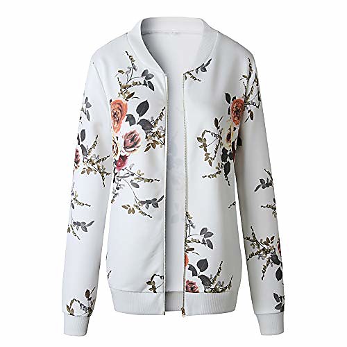 

Ladies Winter Coats 2018 Sale Clearance Womens Ladies Retro Rivet Zipper Up Bomber Jacket Casual Coat Outwear (White, L)