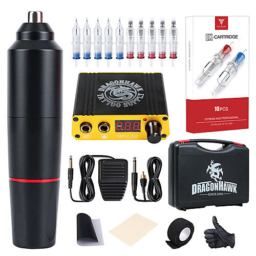 

Professional Tattoo Kit Tattoo Pen Machine Set LCD Power Supply With Carrier Case Included