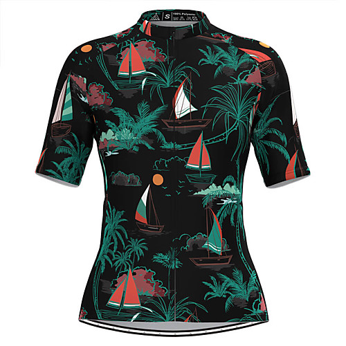 

Women's Short Sleeve Cycling Jersey Black Tropical Flowers Bike Top Mountain Bike MTB Road Bike Cycling Breathable Quick Dry Sports Clothing Apparel / Stretchy / Athleisure