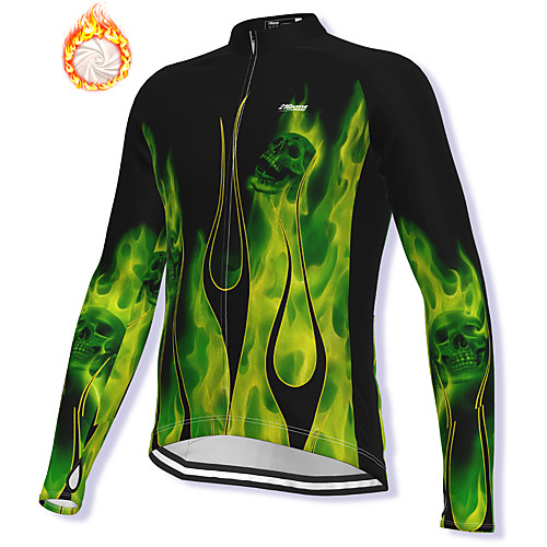 

21Grams Men's Long Sleeve Cycling Jacket Winter Fleece Spandex Green Bike Jacket Mountain Bike MTB Road Bike Cycling Fleece Lining Warm Sports Clothing Apparel / Stretchy / Athleisure