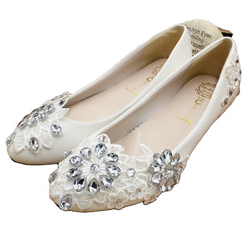 

Women's Wedding Shoes Flat Heel Round Toe Wedding Flats Sweet Wedding PU Rhinestone Sequin Solid Colored Flat bottom [2020 version standard code] 3 cm heel [standard size] 5 cm heel [standard size]