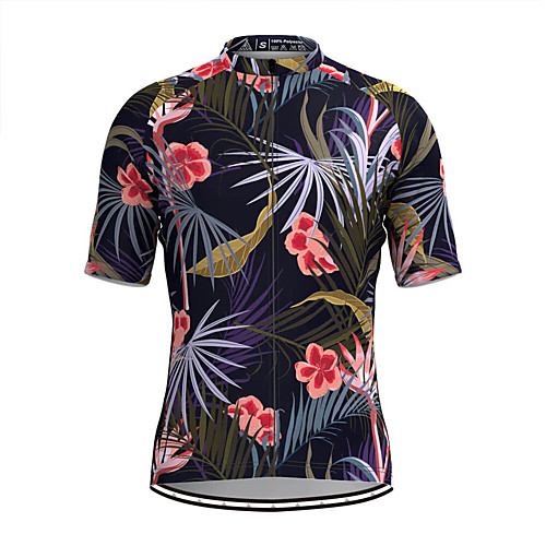 

Men's Short Sleeve Cycling Jersey Dark Navy Floral Botanical Bike Top Mountain Bike MTB Road Bike Cycling Breathable Sports Clothing Apparel / Stretchy / Athletic
