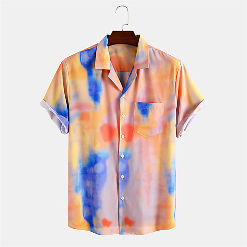 

Men's Shirt Other Prints Graffiti Button-Down Short Sleeve Daily Tops Casual Hawaiian Orange