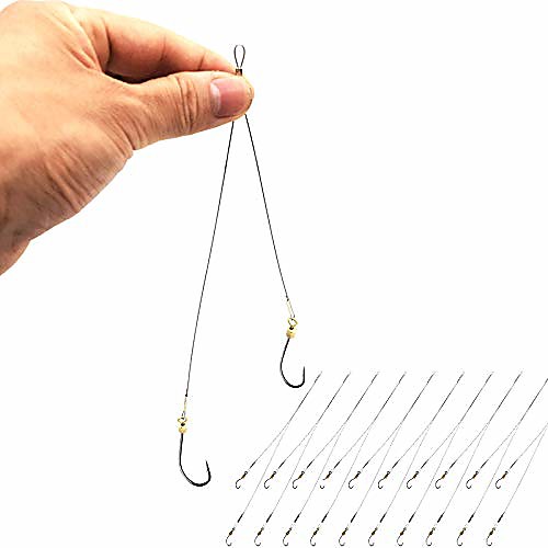 

Fishing Hook Snelled Stainless Steel Wire Leader Fishing Rigs Hooks (2g-ws-10pcs, 16#)