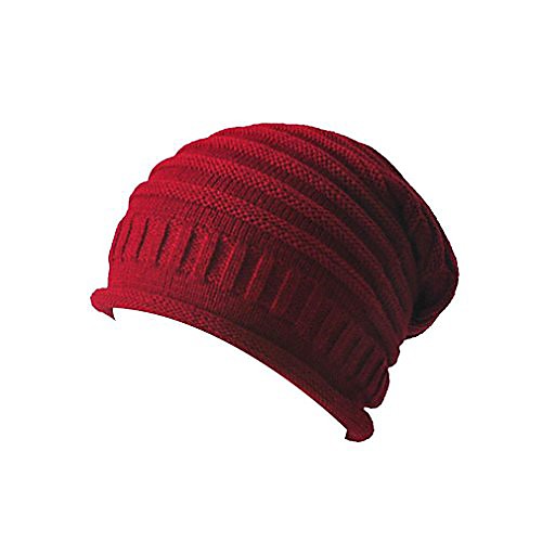 

Mens Beanie, 2016 New Unisex Trendy Warm Chunky Soft Stretch Cable Knit Slouchy Beanie Skully (Red)