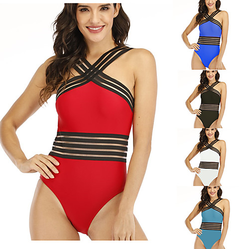 

women's one piece swimsuit crisscross halter bathing suit high waisted monokini swimwear