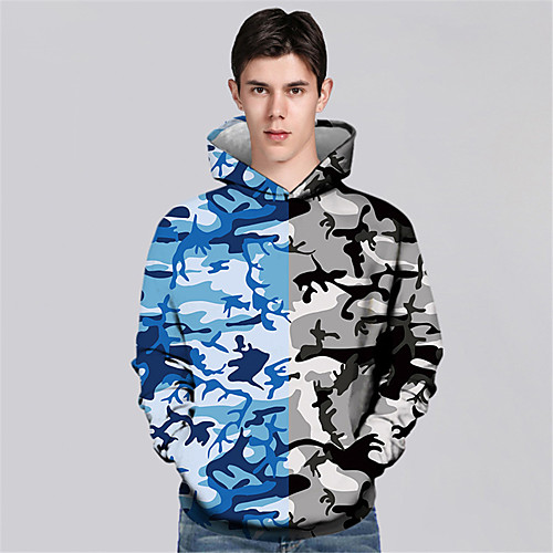 

Men's Pullover Hoodie Sweatshirt Graphic Graphic Prints Print Sports & Outdoor Daily 3D Print Casual Hoodies Sweatshirts Blue