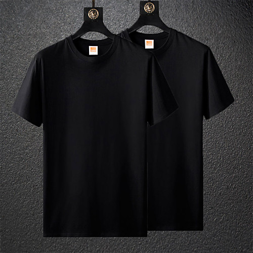 

Men's Unisex T shirt non-printing Solid Colored Plus Size 2pcs Short Sleeve Casual Tops 100% Cotton Basic Black