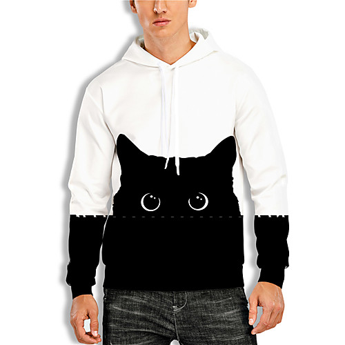 

Men's Pullover Hoodie Sweatshirt Graphic 3D Animal Print Daily 3D Print Basic Casual Hoodies Sweatshirts White