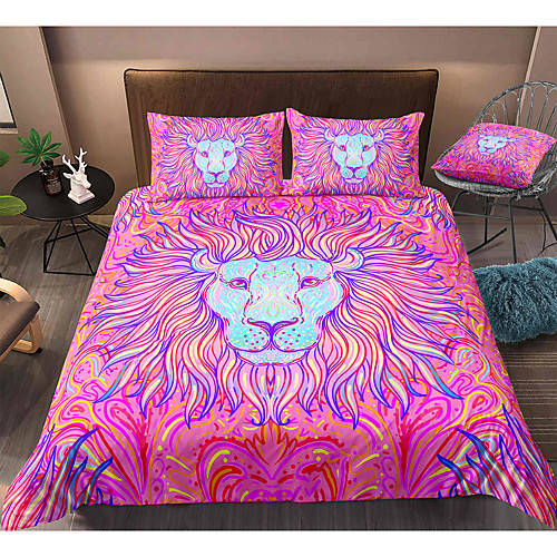 

Lion Print 3-Piece Duvet Cover Set Hotel Bedding Sets Comforter Cover with Soft Lightweight Microfiber, Include 1 Duvet Cover, 2 Pillowcases for Double/Queen/King(1 Pillowcase for Twin/Single)