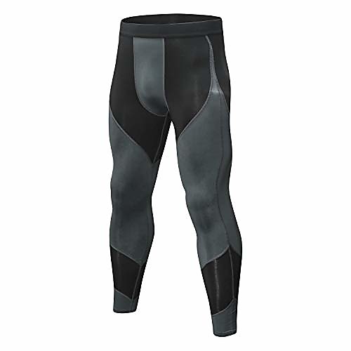 

Fast Dry Gym Pants, Men's Lightweight High Elastic Contrast Color Fitness Pants for Workout Running Sports and More, Black & Gray, Medium