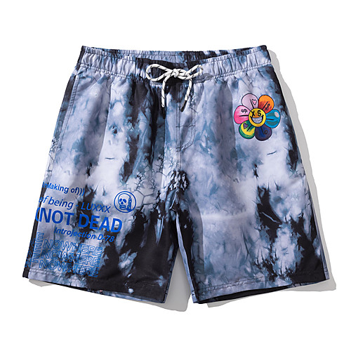 

Men's Swim Trunks Board Shorts Swimsuit Print Tie Dye Gray Swimwear Bathing Suits Casual Vacation / Sports