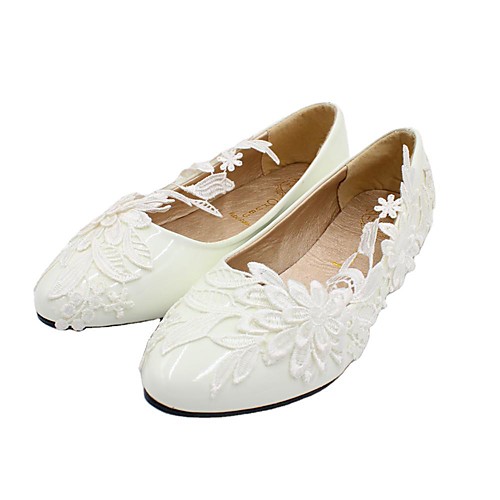 

Women's Wedding Shoes Flat Heel Pointed Toe Wedding Flats Sweet Wedding PU Lace Flower Solid Colored 3 cm heel [standard size] 5 cm heel [standard size] 8 cm heel [standard size]