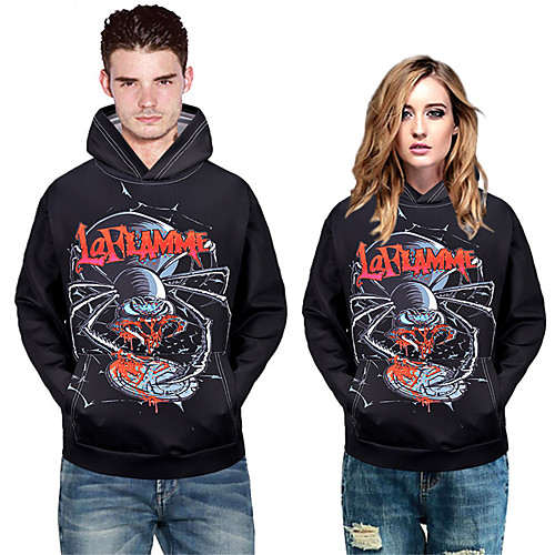 

Men's Pullover Hoodie Sweatshirt Graphic Prints Animal Print Sports & Outdoor Daily 3D Print Casual Hoodies Sweatshirts Black