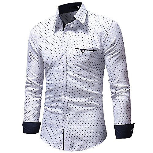 

Men's Autumn Casual Formal Polka Dot Slim Fit Long Sleeve Dress Shirt