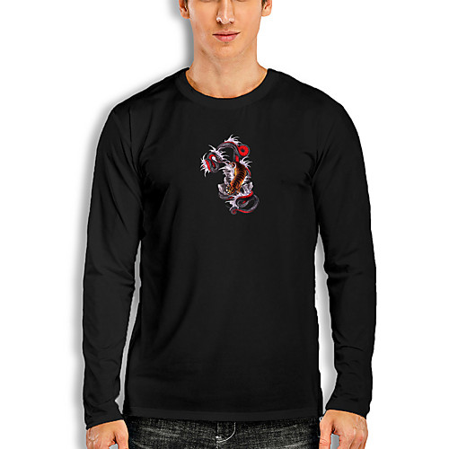 

Men's T shirt 3D Print Graphic Tiger Animal Print Long Sleeve Daily Tops Basic Casual White Black Red