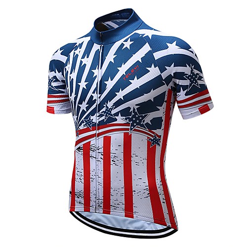 

Men's Short Sleeve Cycling Jersey Blue National Flag Bike Top Mountain Bike MTB Road Bike Cycling Breathable Sports Clothing Apparel / Stretchy / Athletic