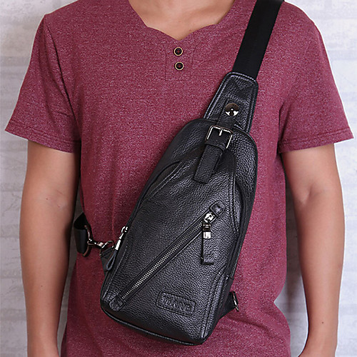 

men genuine leather chest bag shoulder bag crossbody bag