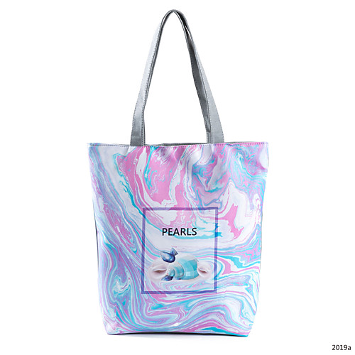 

Women's Bags Polyester Tote Top Handle Bag Zipper Floral Print Daily Date 2021 White Blue Blushing Pink Sky Blue