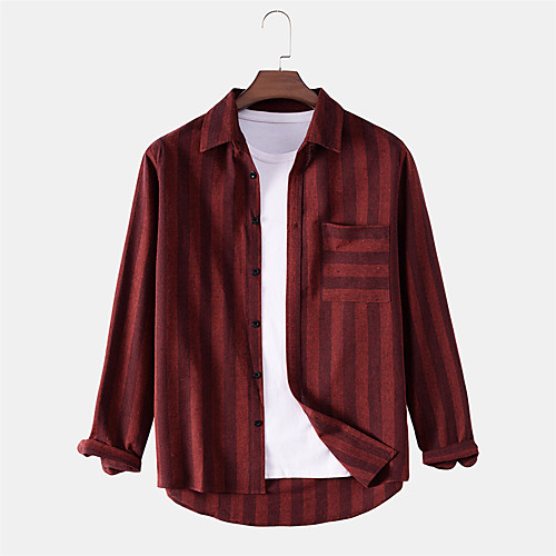 

Men's Shirt Other Prints Striped Button-Down Print Long Sleeve Daily Tops Casual Red