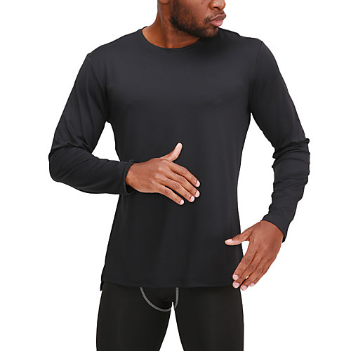 

Men's T shirt Hiking Tee shirt Long Sleeve Crew Neck Sweatshirt Top Outdoor Lightweight Breathable Quick Dry Soft Autumn / Fall Spring Elastane Polyester Solid Color White Black Blue Fishing Climbing