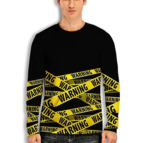 

Men's T shirt 3D Print Graphic 3D Print Long Sleeve Casual Tops Cartoon Classic Black