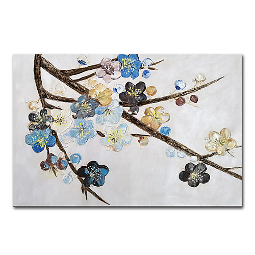 

Oil Painting Hand Painted Vertical Abstract Floral / Botanical Modern Stretched Canvas