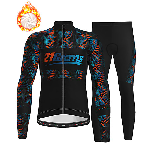

21Grams Men's Long Sleeve Cycling Jersey with Tights Winter Fleece Black Bike Thermal Warm Fleece Lining Breathable Warm Quick Dry Sports Graphic Mountain Bike MTB Road Bike Cycling Clothing Apparel