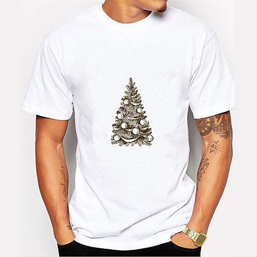 

Men's T shirt 3D Print Plants Graphic Tree Print Short Sleeve Daily Tops Casual Cute White