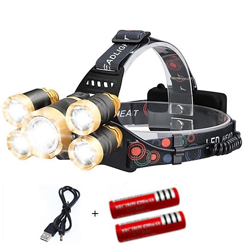 

Headlamps Cap Lights Headlight 2000 lm LED 5 Emitters 4 Mode with Batteries and USB Cable Portable Windproof Cool Easy Carrying Wearproof Camping / Hiking / Caving Diving / Boating Cycling / Bike