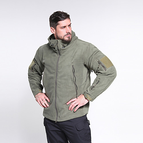 

Men's Hunting Jacket Outdoor Thermal Warm Waterproof Windproof Wearproof Spring Fall Winter Solid Colored Coat Top Terylene Flannel Camping / Hiking Hunting Fishing Black Army Green Grey