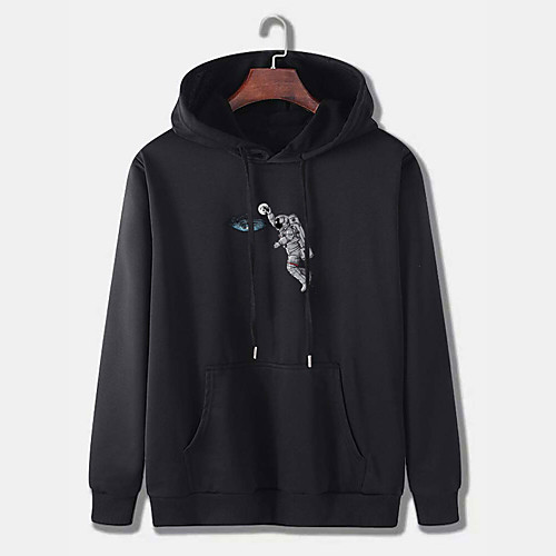 

Men's Pullover Hoodie Sweatshirt Graphic Astronaut Print Hooded Daily Weekend Other Prints Casual Hoodies Sweatshirts Long Sleeve Wine Red Black Dark Gray