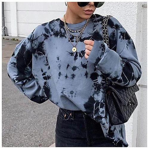 

Women's Pullover Sweatshirt Tie Dye Casual Daily Basic Hoodies Sweatshirts Blue
