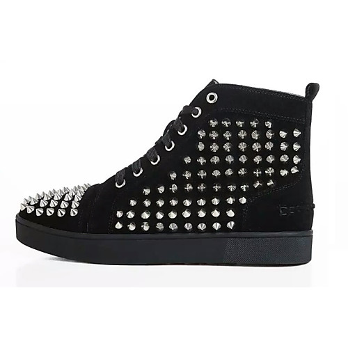 

Women's Sneakers Flat Heel Round Toe Casual Daily Walking Shoes PU Rhinestone Rivet Sequin Solid Colored Black Red