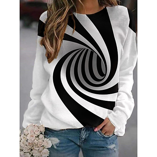 

Women's Pullover Sweatshirt Graphic 3D Print Daily 3D Print Basic Casual Hoodies Sweatshirts White