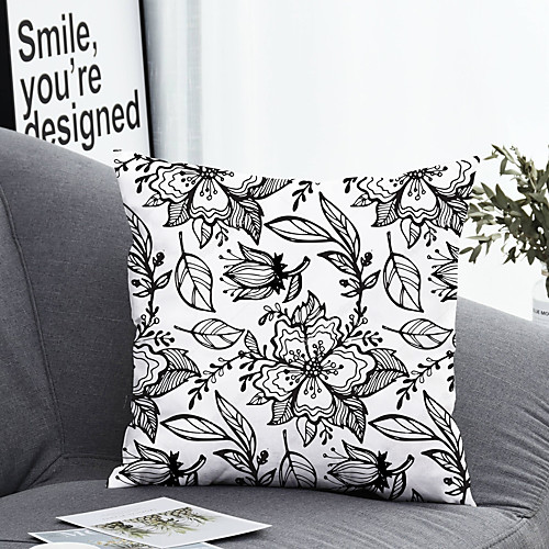 

1 pcs Polyester Pillow Cover & Insert, Floral&Plants Simple Classic Square Zipper Polyester Traditional Classic