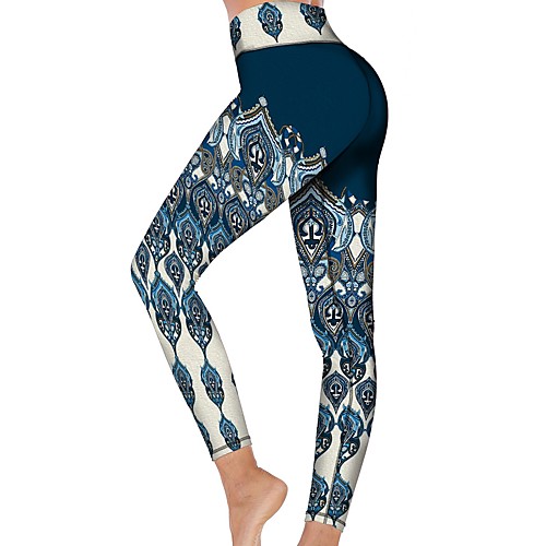

21Grams Women's High Waist Yoga Pants Cropped Leggings Tummy Control Butt Lift Breathable Dark Navy Fitness Gym Workout Running Winter Sports Activewear High Elasticity