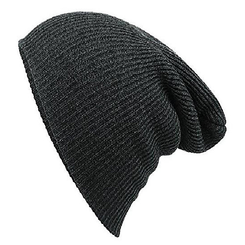 

Women's Unisex Slouchy Beanie Knit Hat Ski Cap in 7 Colors (Dark-Grey)
