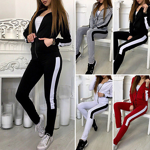 

Women's 2 Piece Full Zip Tracksuit Sweatsuit Athletic Athleisure 2pcs Winter Long Sleeve Thermal Warm Moisture Wicking Breathable Fitness Gym Workout Running Jogging Exercise Sportswear Normal Jacket