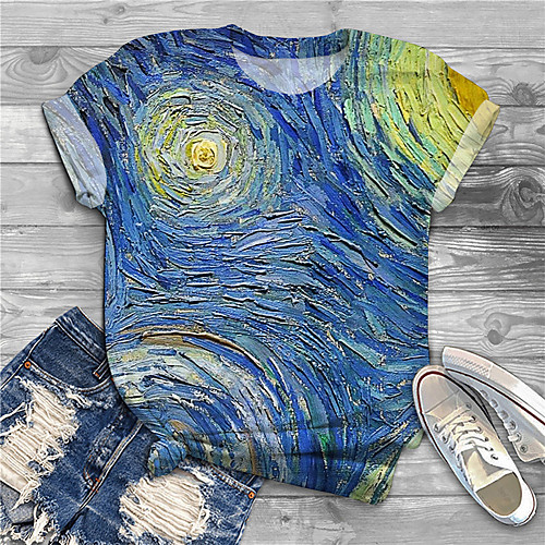 

Women's Plus Size Print Graphic T shirt Large Size Round Neck Short Sleeve Tops Big Size