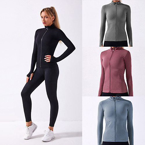 

Women's Long Sleeve Running Track Jacket Thumbhole Outerwear Athleisure Wear Athletic Athleisure Winter Nylon Breathable Quick Dry Moisture Wicking Yoga Fitness Gym Workout Running Active Training