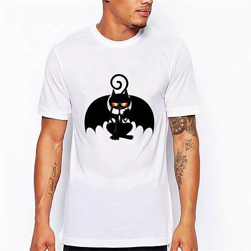 

Men's T shirt 3D Print Graphic Bat Animal Print Short Sleeve Daily Tops Casual Cute White