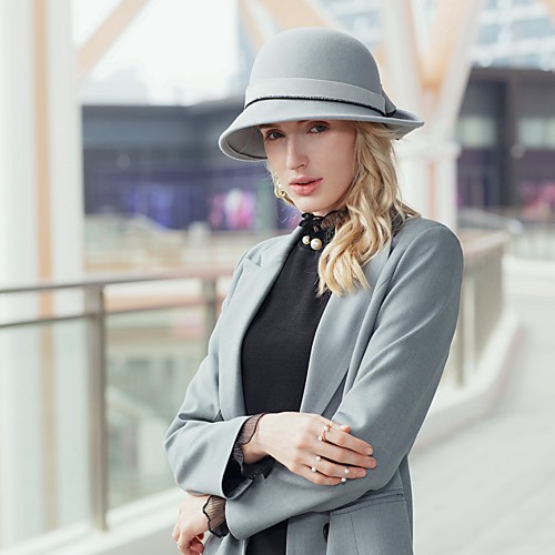 

Headwear Casual / Daily 100% Wool Hats with Bowknot / Solid 1pc Casual / Daily Wear Headpiece