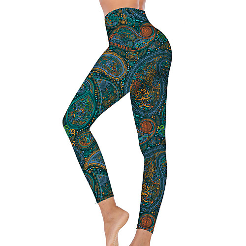 

21Grams Women's High Waist Yoga Pants Cropped Leggings Tummy Control Butt Lift Breathable Dark Green Fitness Gym Workout Running Winter Sports Activewear High Elasticity